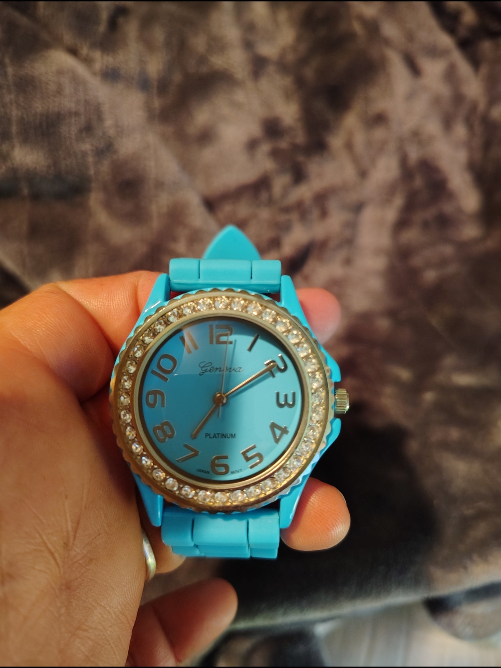 Geneva Turquoise Crystal Bezel Silicone Watch